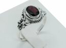 Silver Ring Oval Garnet Cut