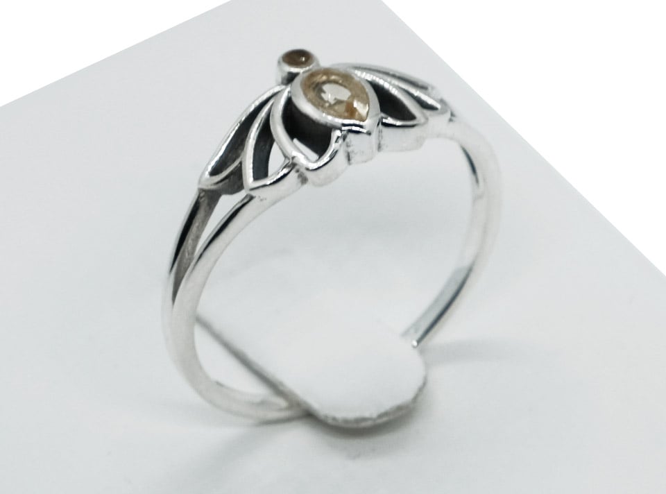 Silver Ring Lotus Cut Citrine