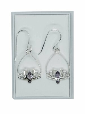 Silver Earring Lotus Amethyst