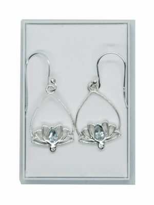 Silver Earring Lotus Blue Topaz