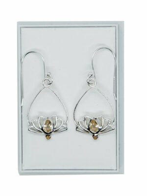 Silver Earring Lotus Citrine