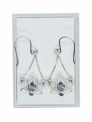 Silver Earring Lotus Amethyst