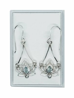 Silver Earring Lotus Blue Topaz