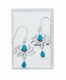 Silver Earring Lotus Double Turquoise