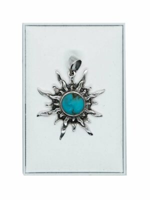 Silver Pendant Sun Turquoise