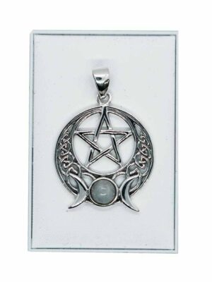 Silver Pendant Pentagram 3 Moons