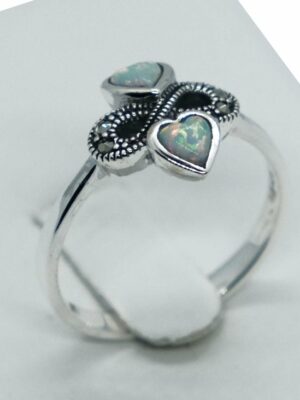 Silver Ring Marcasite Eternity Opal