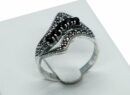 Silver Ring Marcasite 5 Onyx Stones