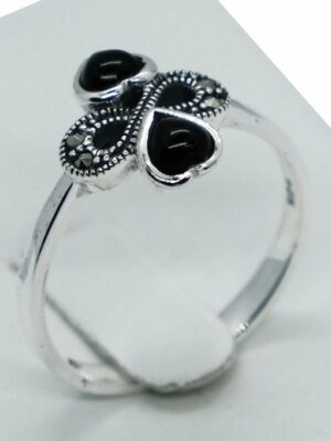 Silver Ring Marcasite Eternity Onyx