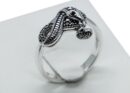 Silver Ring Marcasite Snake with Apple