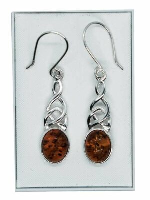 Silver Earring Amber Oval