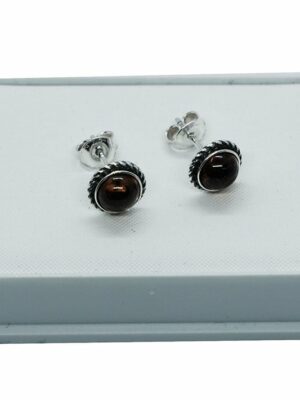 Silver Earring Amber Stud
