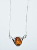 Silver Necklace Amber Large Stone