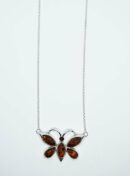Silver Necklace Amber B/Fly