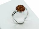 Silver Ring Amber Round