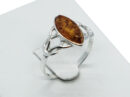 Silver Ring Amber Oval Celtic