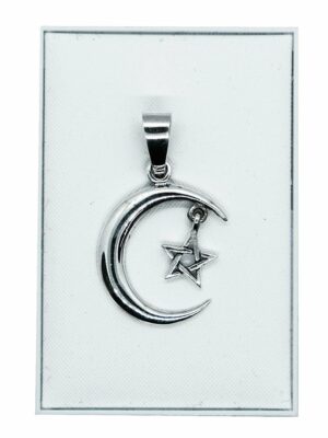 Silver Pendant Pentagram Crescent
