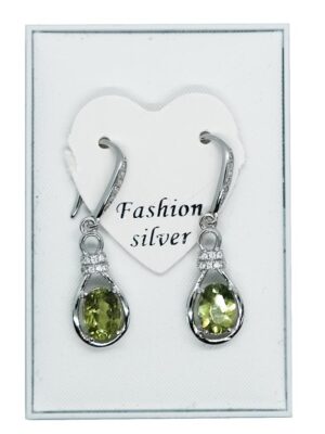 Silver Earrings Dangle Peridot