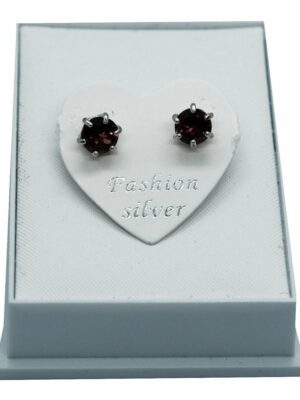 Silver Earrings Garnet