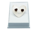 Silver Earrings Heart Garnet