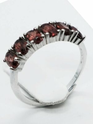 Silver Ring 6 Stones Garnet Adjustable