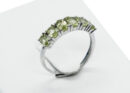 Silver Ring 6 Stones Peridot Adjustable