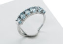 Silver Ring 6 Stones Topaz Adjustable