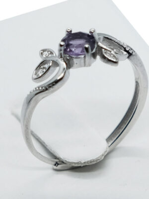 Silver Ring Amethyst Adjustable