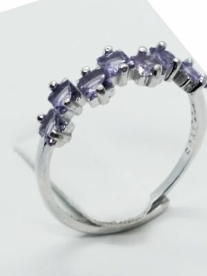 Silver Ring Amethyst Adjustable