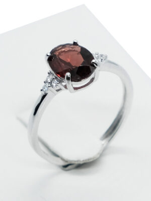 Silver Ring Garnet Adjustable