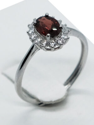 Silver Ring Garnet Adjustable