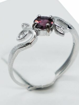Silver Ring Garnet Adjustable