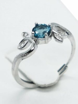 Silver Ring London Blue Topaz Adjustable
