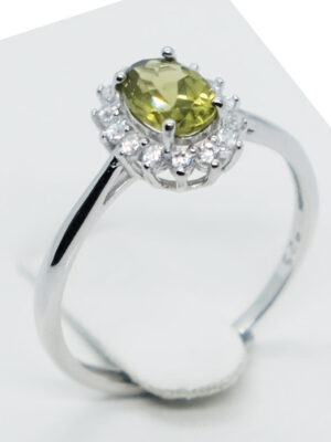 Silver Ring Peridot Adjustable