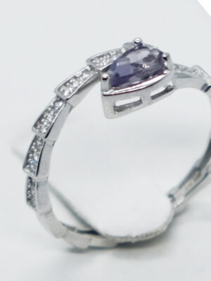 Silver Ring Snake Amethyst Adjustable