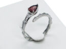Silver Ring Snake Garnet Adjustable