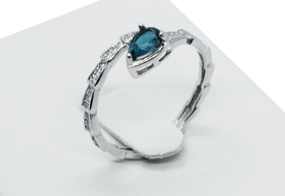 Silver Ring Snake London Topaz Adjustable