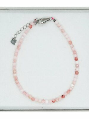 Silver Bracelet 3mm Pink Opal