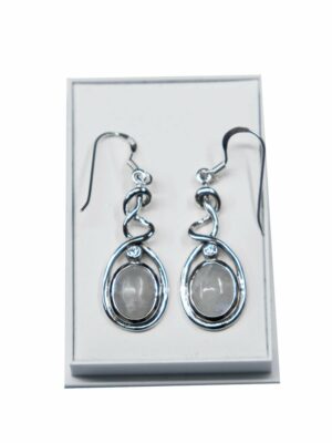 Silver Earring Twist Moonstone