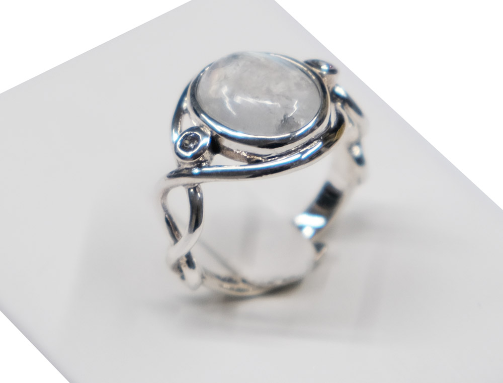 Silver Ring Twist Moonstone Adjustable