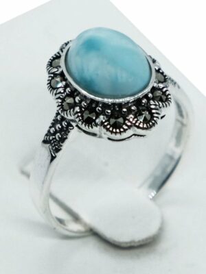 Silver Ring Larimar Oval