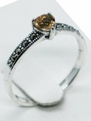 Silver Ring Citrine Heart