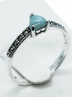 Silver Ring Larimar Heart