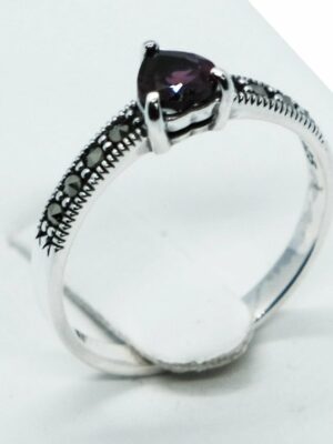 Silver Ring Rhodolite Heart