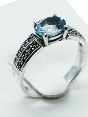 Silver Ring Blue Topaz Oval
