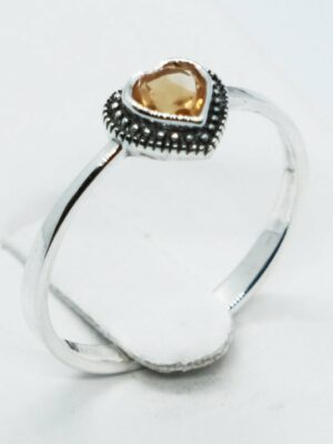 Silver Ring Citrine Heart