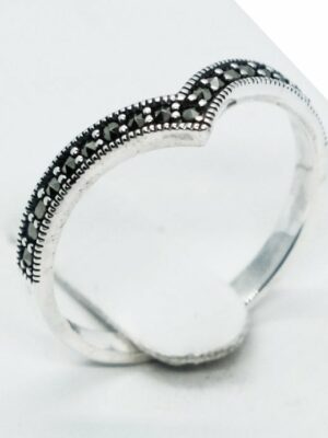 Silver Ring Marcasite Wishbone
