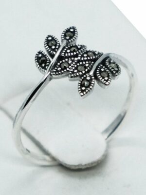 Silver Ring Marcasite Leaves