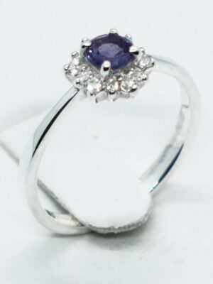 Silver Ring Amethyst Flower