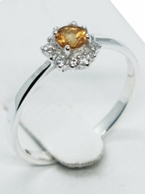 Silver Ring Citrine Flower